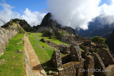 Inca ruin grass altitude south america.