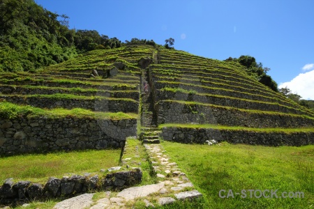 Inca trail stone peru intipata terrace.