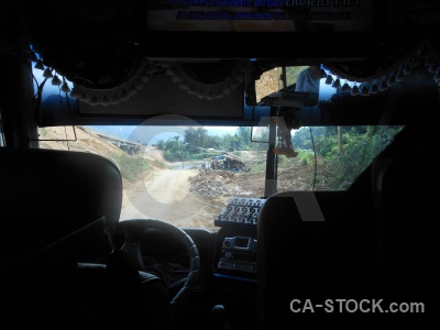 Inside rock vehicle asia laos.