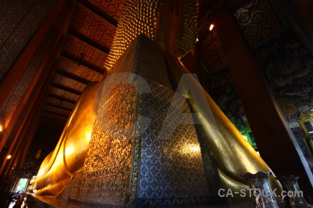 Inside southeast asia temple of the reclining buddha wat pho bangkok.