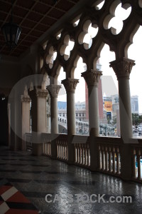 Interior black building archway.