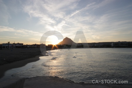 Javea beach cloud sunset spain.