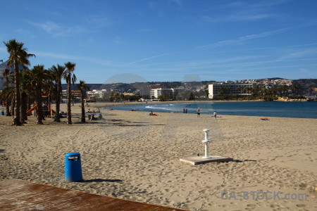 Javea sand palm tree blue spain.