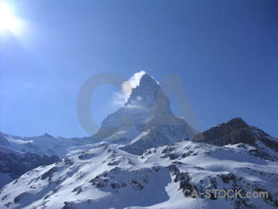 Landscape snow mountain blue matterhorn.