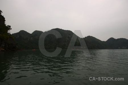 Limestone island sea vietnam cliff.