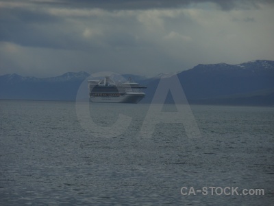 Liner mountain sea patagonia beagle channel.