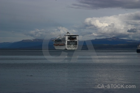 Liner ship port patagonia harbour.