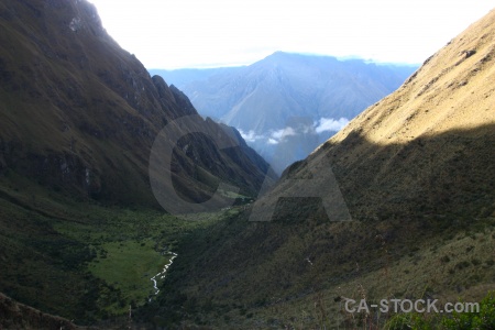 Llulluchapampa valley andes llulluchapampa river peru inca trail.