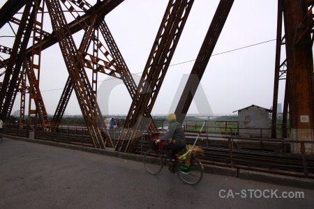 Long bien bridge metal sky southeast asia hanoi.