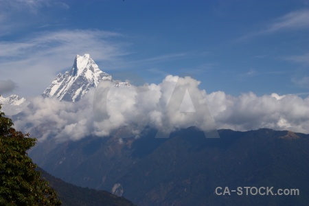 Machapuchare mountain himalayan snow landscape.