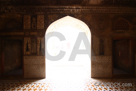 Marble tomb inside mausoleum asia.