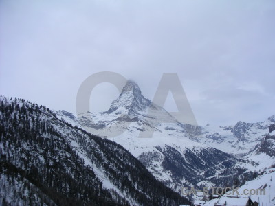 Matterhorn mountain snow landscape.