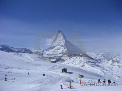 Matterhorn snow mountain landscape person.
