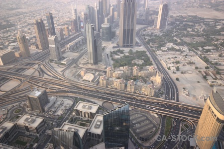 Middle east skyscraper western asia road aerial.