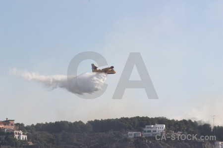 Montgo fire airplane europe javea spain.