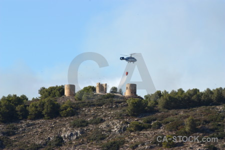 Montgo fire helicopter javea europe smoke.