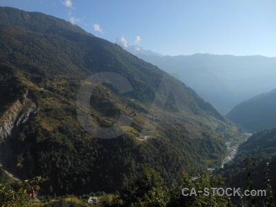 Mountain asia tree modi khola valley cloud.