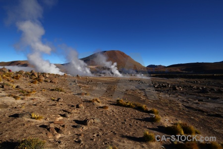 Mountain el tatio atacama desert steam geyser.