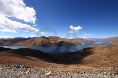 Mountain sky asia yamdrok lake himalayan.