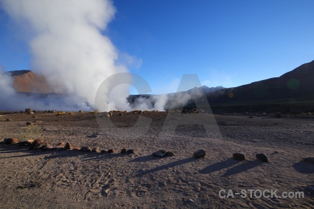 Mountain steam andes geyser atacama desert.