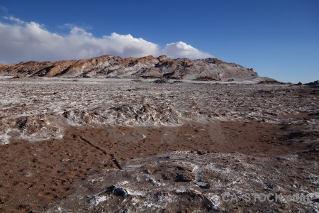 Mountain valley of the moon rock desert atacama.