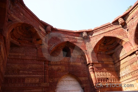 New delhi unesco brick archway sky.