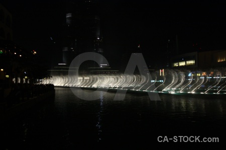 Night fountain middle east pool dubai.