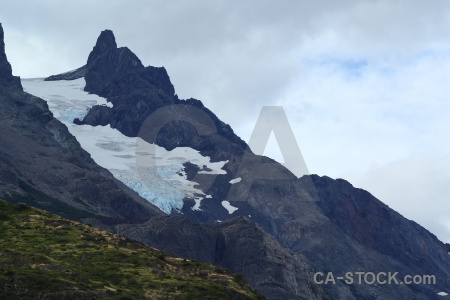 Paine grande campsite mountain trek sky south america.