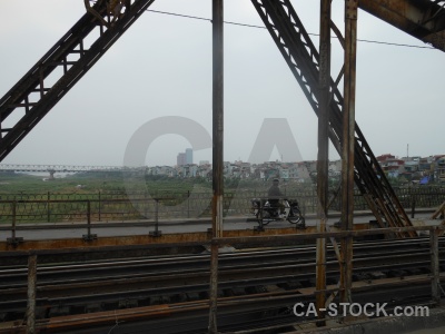 Person railway vietnam bridge sky.