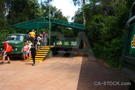 Person step south america bus vehicle.