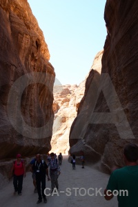 Petra al siq path canyon person.