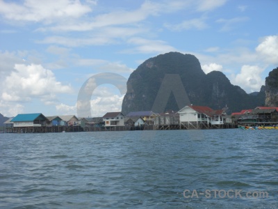 Phang nga bay floating building water sky.