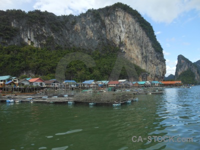 Phang nga bay floating sea village stilts.