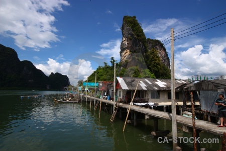 Phang nga bay thailand stilts cliff cloud.