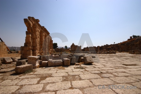 Pillar ruin western asia archaeological gerasa.