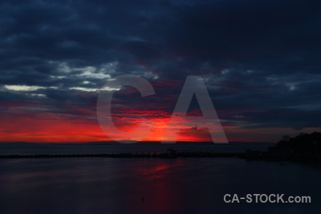 Red sunrise blue sunset cloud.