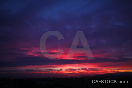 Red sunset purple sky cloud.