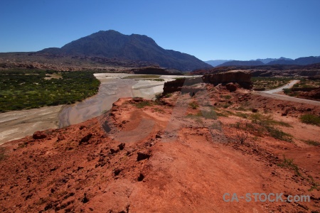 River sky bush quebrada de cafayate landscape.