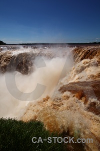 River waterfall water sky spray.