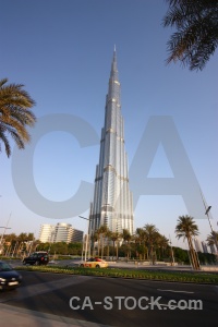 Road skyscraper dubai palm tree western asia.