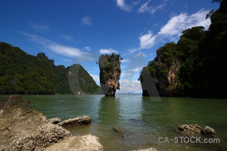 Rock asia phang nga bay tree water.