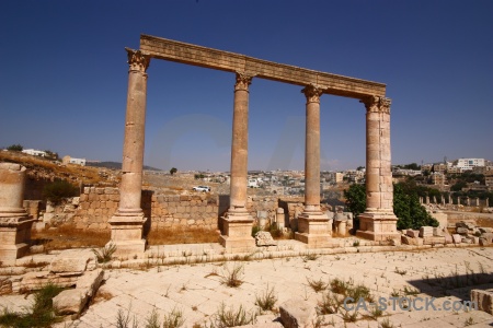 Ruin pillar ancient archaeological roman.