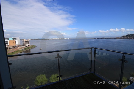 Sea cloud cardiff building water.