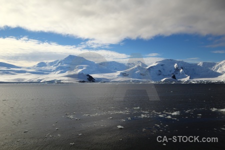 Sea ice sea mountain adelaide island antarctica.