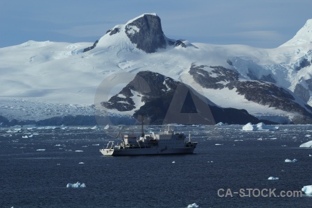 Sea snow sky water mountain.