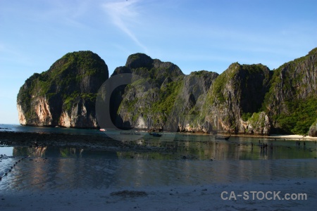 Sea southeast asia sand limestone bay.