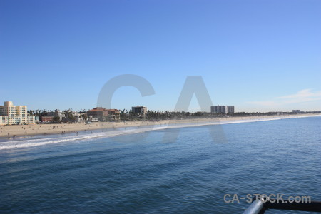 Sea water beach cityscape blue.