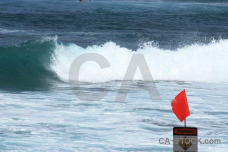 Sea white wave surface blue.