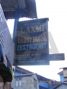 Sign building himalayan sky nepal.