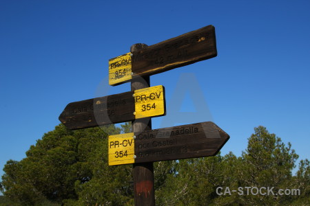 Sign yellow javea blue europe.
